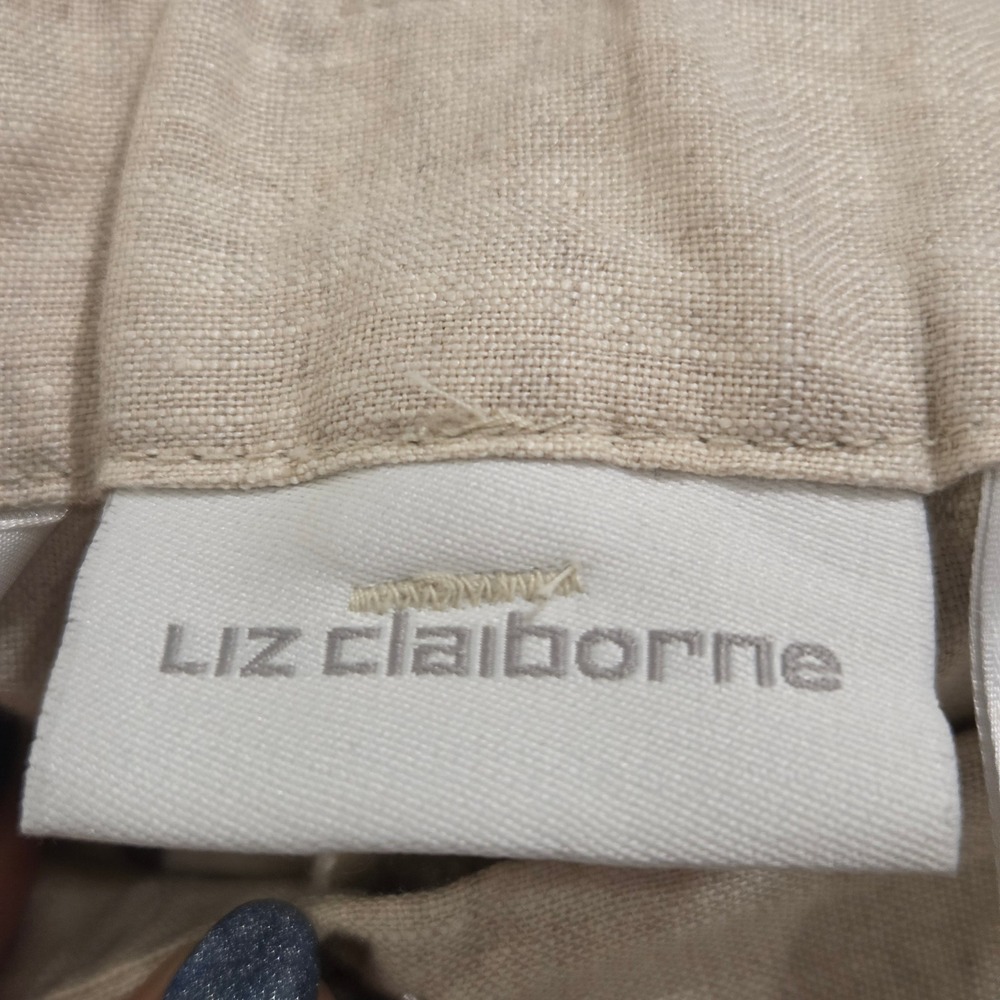 Liz Claiborne Audra 100% Linen Crop Pants Womens Size 4 Coastal Minimalist Chic - Picture 9 of 14